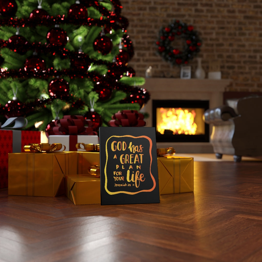 Scripture Walls A Great Plan Jeremiah 29:11 Black Bible Verse Canvas Christian Wall Art Ready to Hang Unframed-Express Your Love Gifts