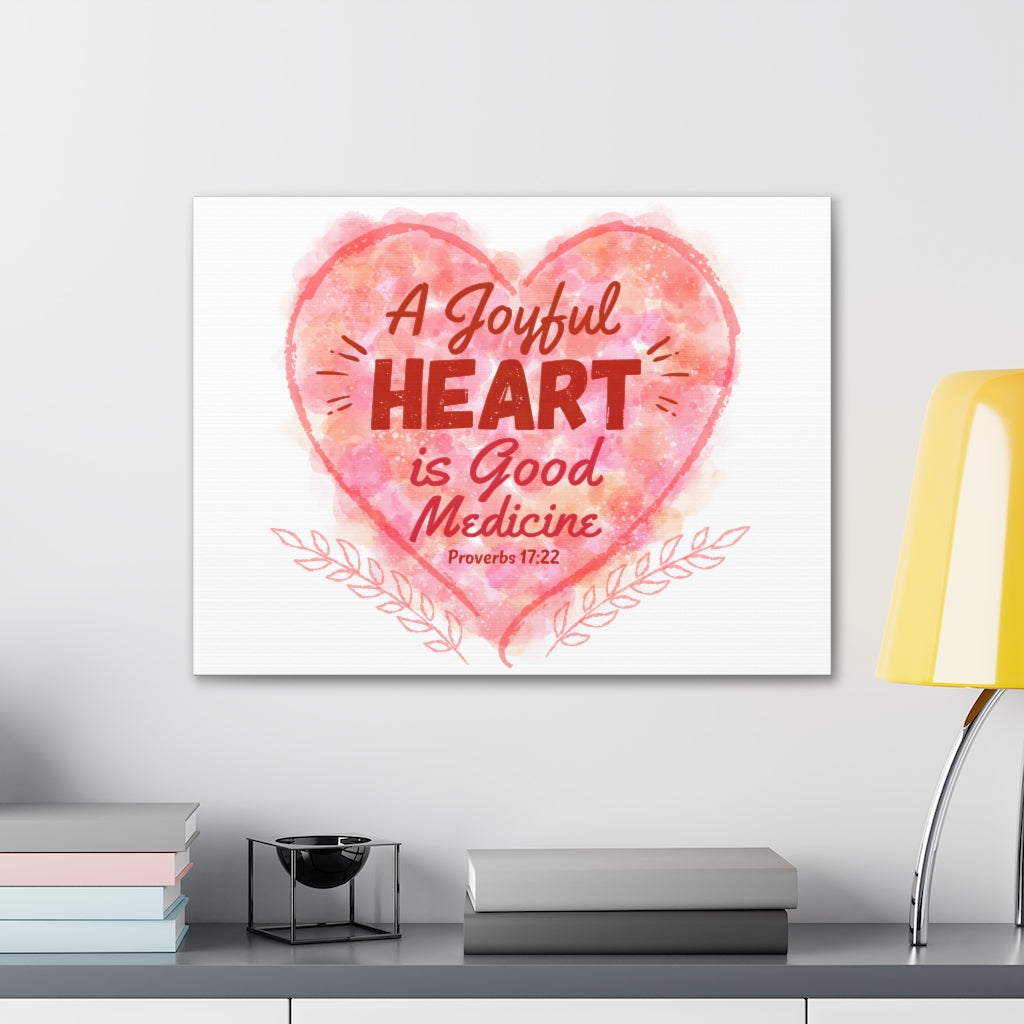 Scripture Walls A Joyful Heart Proverbs 17:22 Bible Verse Canvas Christian Wall Art Ready to Hang Unframed-Express Your Love Gifts