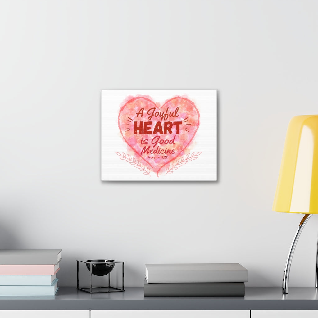 Scripture Walls A Joyful Heart Proverbs 17:22 Bible Verse Canvas Christian Wall Art Ready to Hang Unframed-Express Your Love Gifts