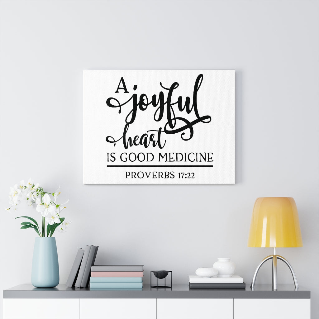 Scripture Walls A Joyful Heart Proverbs 17:22 Simple Bible Verse Canvas Christian Wall Art Ready to Hang Unframed-Express Your Love Gifts