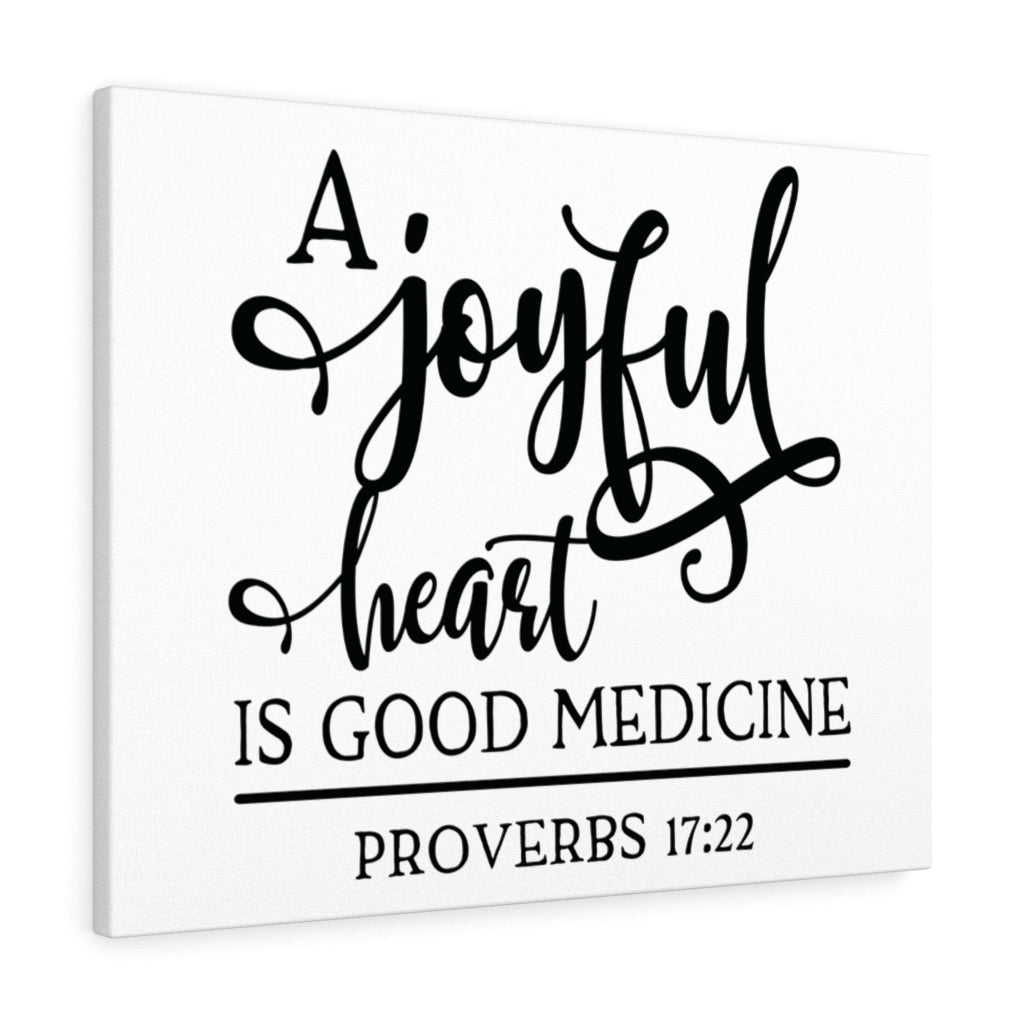 Scripture Walls A Joyful Heart Proverbs 17:22 Simple Bible Verse Canvas Christian Wall Art Ready to Hang Unframed-Express Your Love Gifts