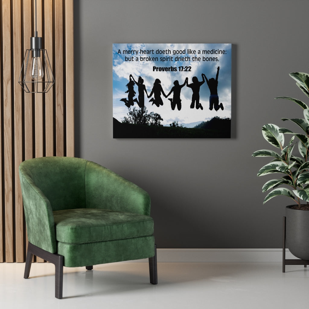 Scripture Walls A Merry Heart Proverbs 17:22 Bible Verse Canvas Christian Wall Art Ready to Hang Unframed-Express Your Love Gifts