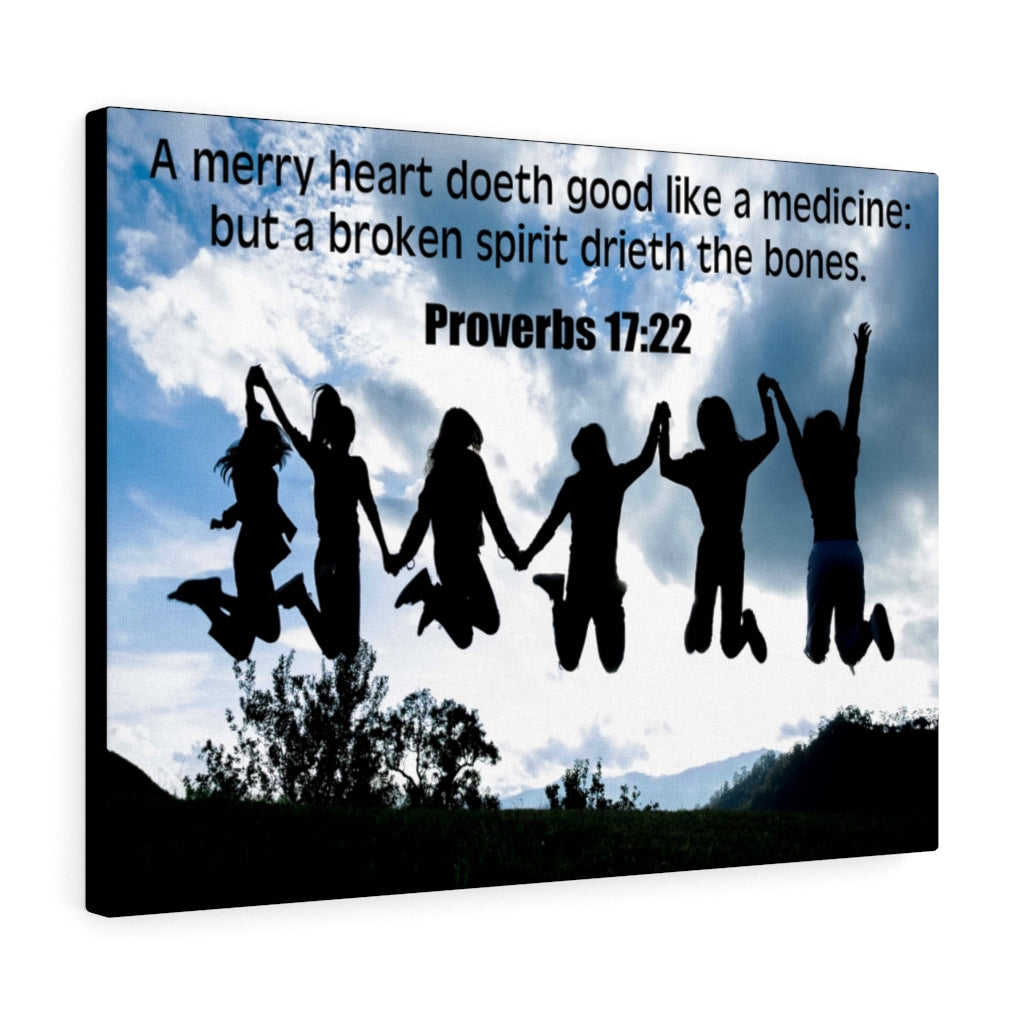 Scripture Walls A Merry Heart Proverbs 17:22 Bible Verse Canvas Christian Wall Art Ready to Hang Unframed-Express Your Love Gifts