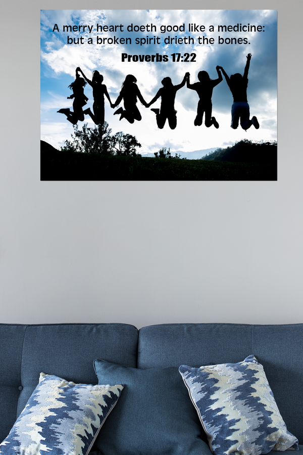 Scripture Walls A Merry Heart Proverbs 17:22 Bible Verse Canvas Christian Wall Art Ready to Hang Unframed-Express Your Love Gifts