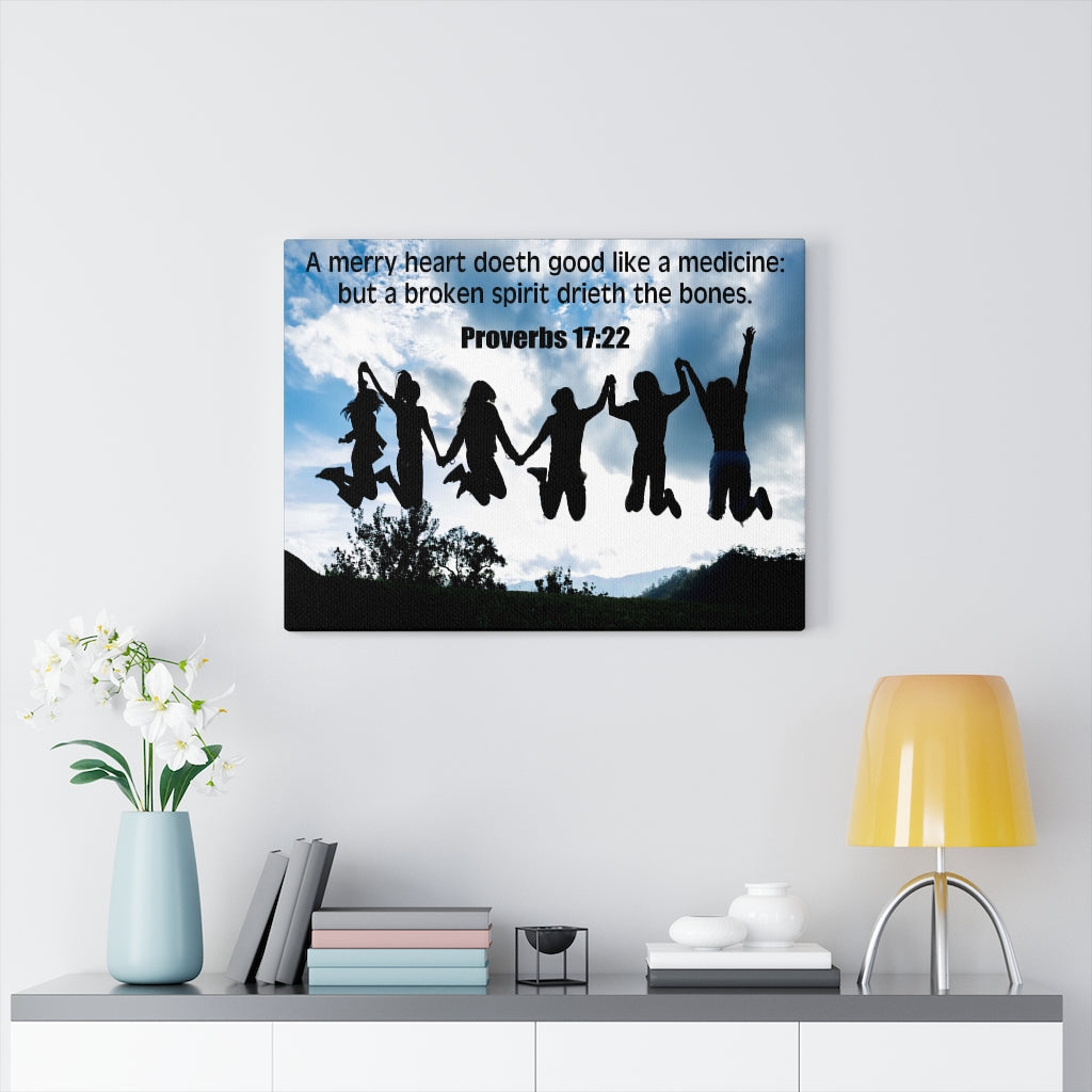 Scripture Walls A Merry Heart Proverbs 17:22 Bible Verse Canvas Christian Wall Art Ready to Hang Unframed-Express Your Love Gifts
