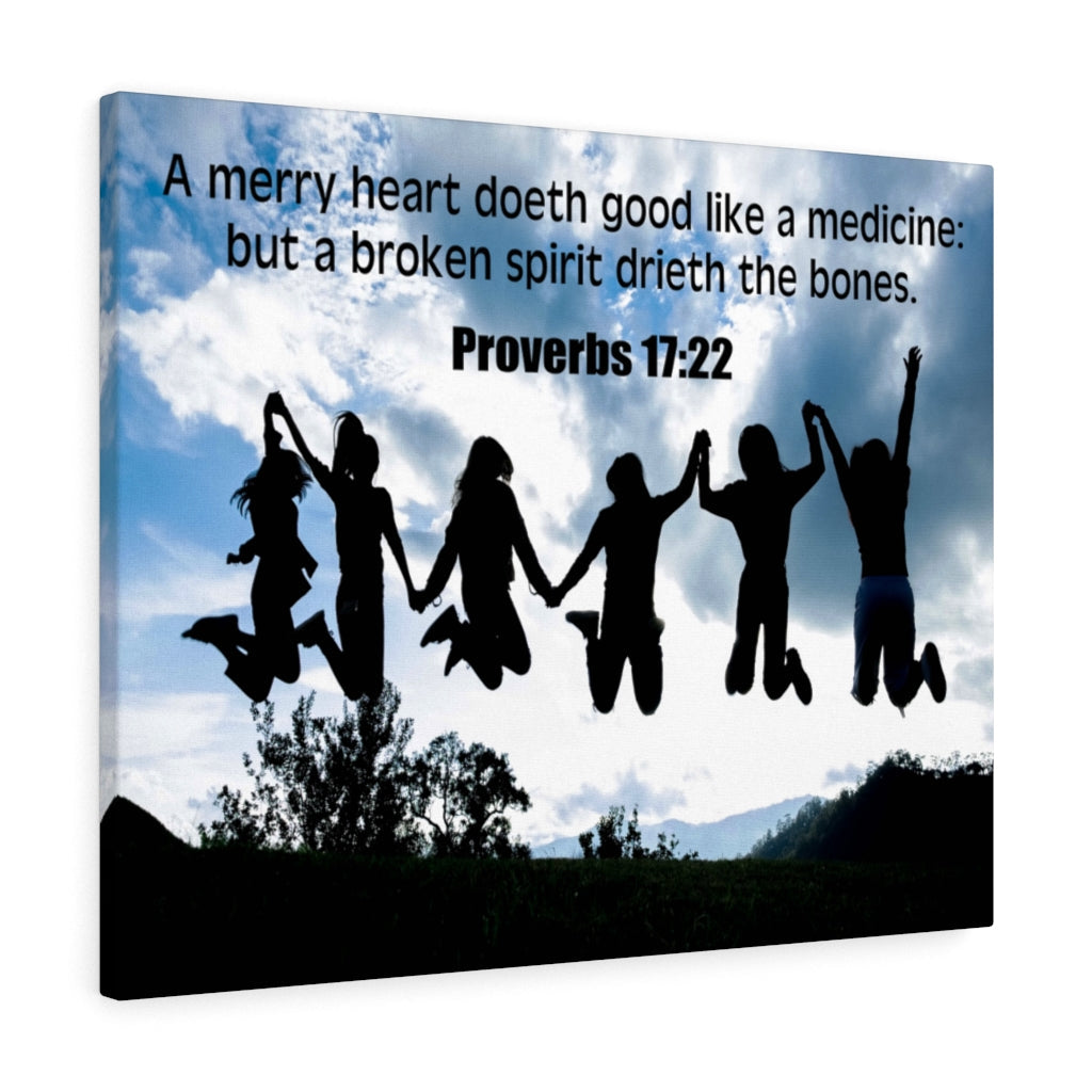 Scripture Walls A Merry Heart Proverbs 17:22 Bible Verse Canvas Christian Wall Art Ready to Hang Unframed-Express Your Love Gifts