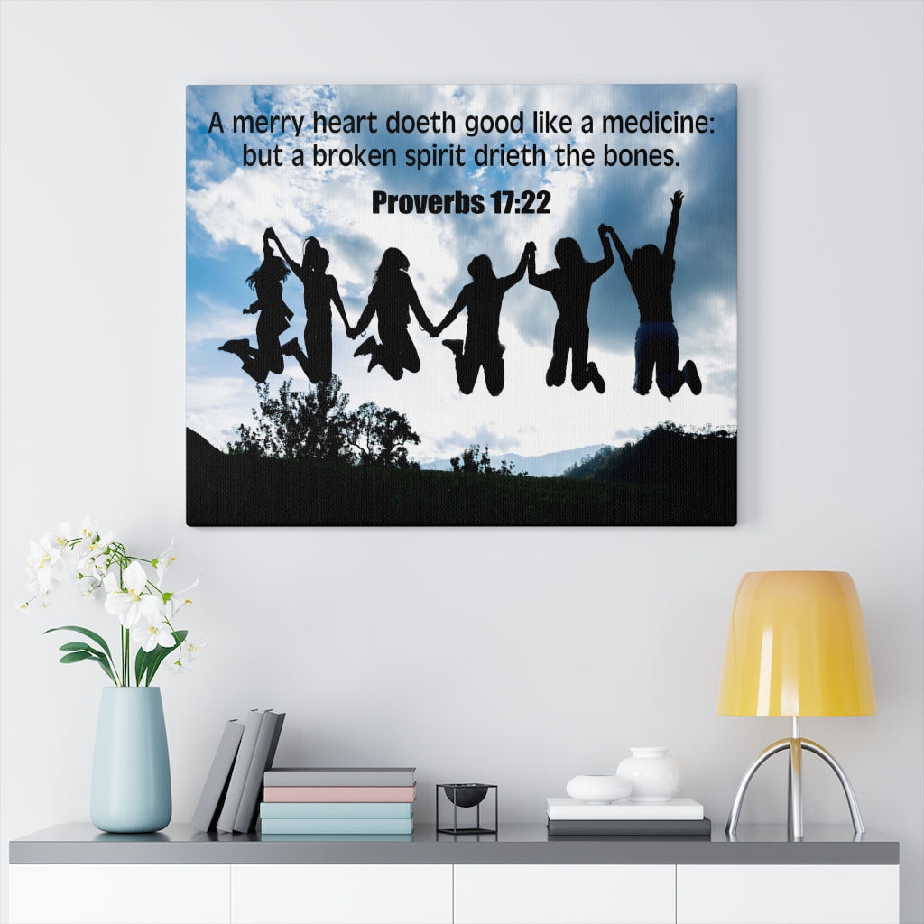 Scripture Walls A Merry Heart Proverbs 17:22 Bible Verse Canvas Christian Wall Art Ready to Hang Unframed-Express Your Love Gifts