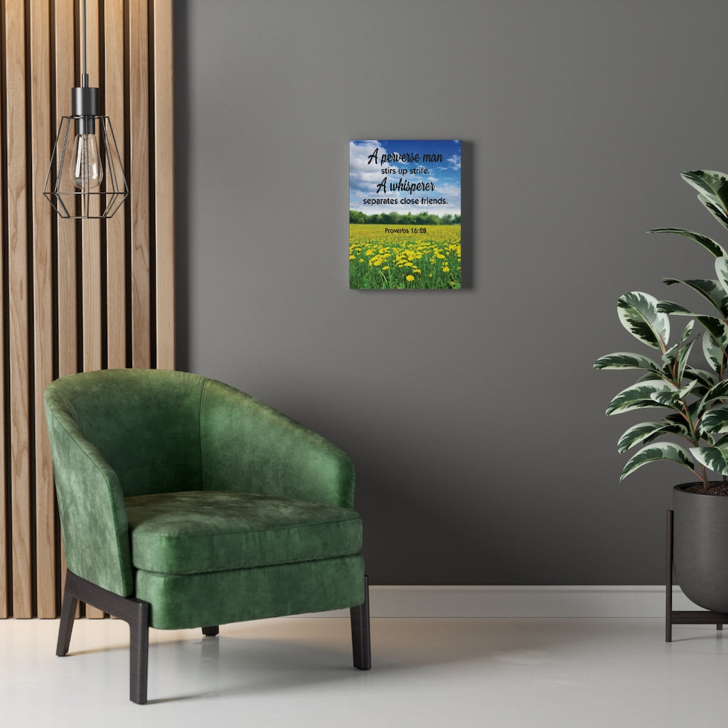 Scripture Walls A Perverse Man Proverbs 16:28 Bible Verse Canvas Christian Wall Art Ready to Hang Unframed-Express Your Love Gifts