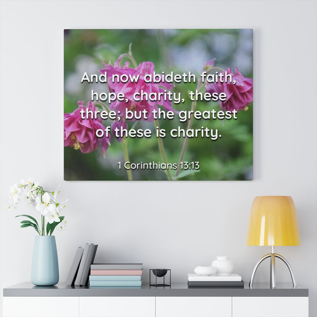 Scripture Walls Abideth Faith Hope Charity 1 Corinthians 13:13 Bible Verse Canvas Christian Wall Art Ready to Hang Unframed-Express Your Love Gifts