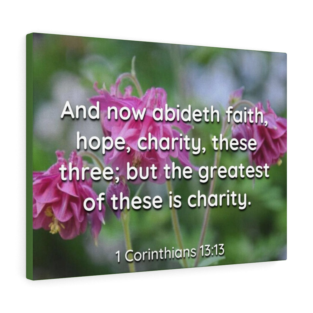 Scripture Walls Abideth Faith Hope Charity 1 Corinthians 13:13 Bible Verse Canvas Christian Wall Art Ready to Hang Unframed-Express Your Love Gifts