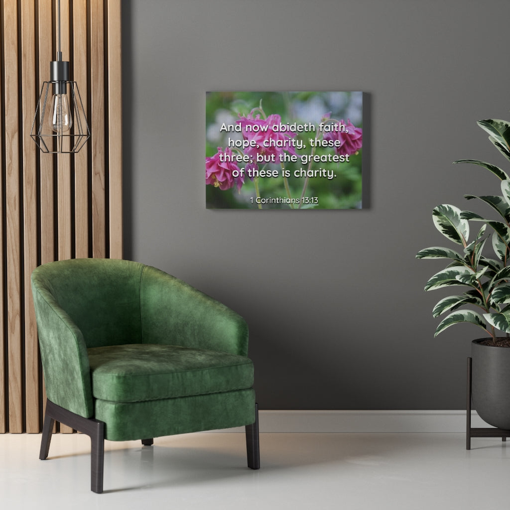 Scripture Walls Abideth Faith Hope Charity 1 Corinthians 13:13 Bible Verse Canvas Christian Wall Art Ready to Hang Unframed-Express Your Love Gifts
