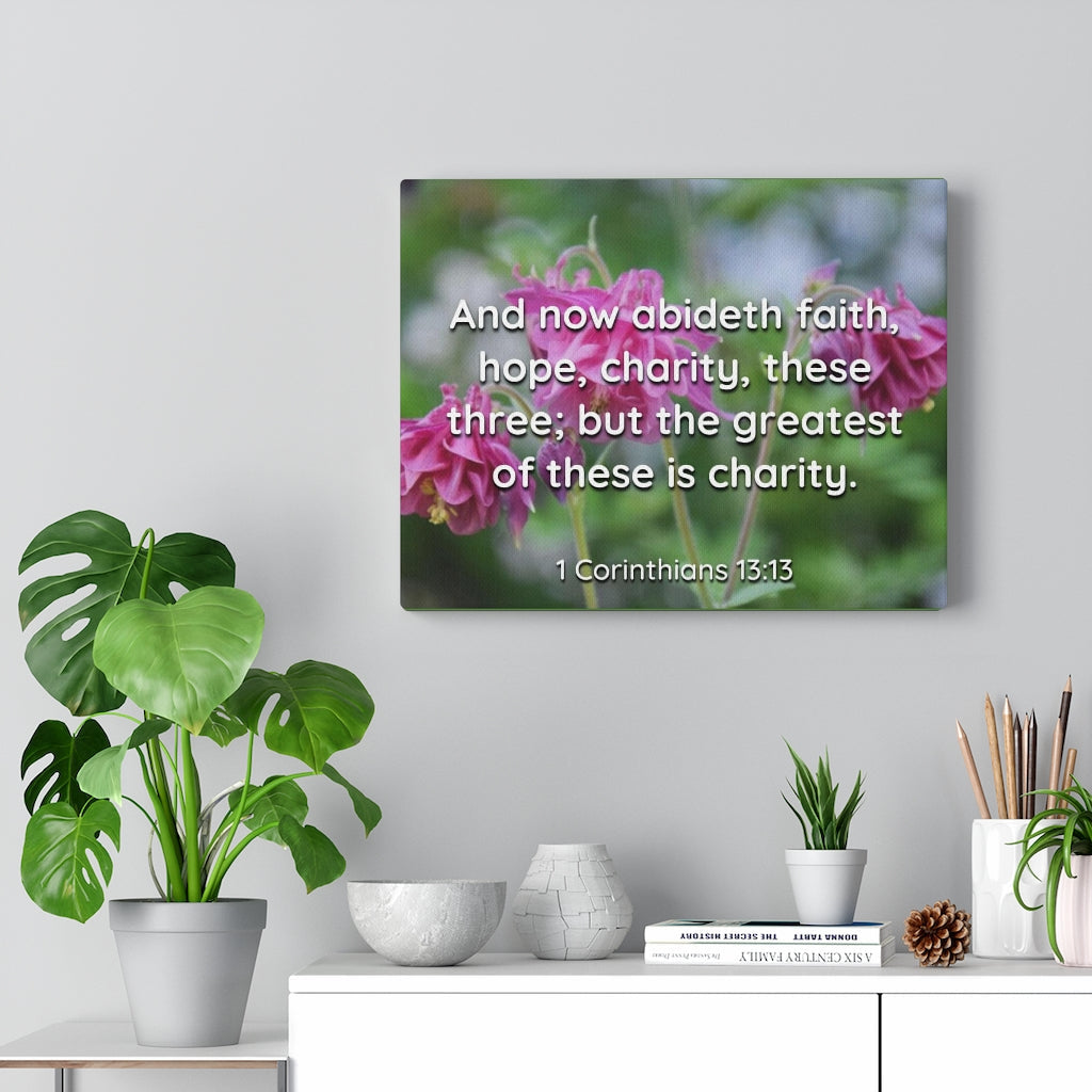 Scripture Walls Abideth Faith Hope Charity 1 Corinthians 13:13 Bible Verse Canvas Christian Wall Art Ready to Hang Unframed-Express Your Love Gifts