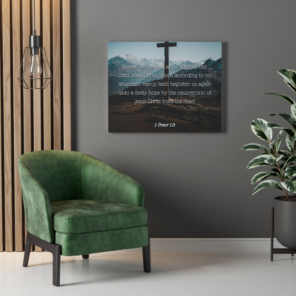 Scripture Walls Abundant Mercy 1 Peter 1:3 Bible Verse Canvas Christian Wall Art Ready to Hang Unframed-Express Your Love Gifts