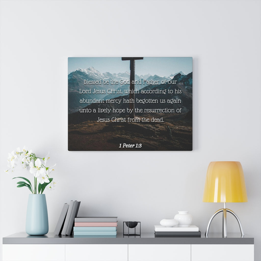 Scripture Walls Abundant Mercy 1 Peter 1:3 Bible Verse Canvas Christian Wall Art Ready to Hang Unframed-Express Your Love Gifts