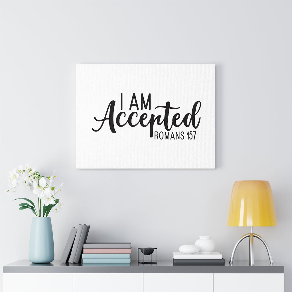Scripture Walls Accepted Romans 15:7 Bible Verse Canvas Christian Wall Art Ready to Hang Unframed-Express Your Love Gifts
