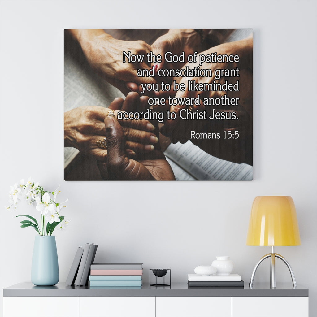 Scripture Walls According to Christ Jesus Romans 15:5 Bible Verse Canvas Christian Wall Art Ready to Hang Unframed-Express Your Love Gifts