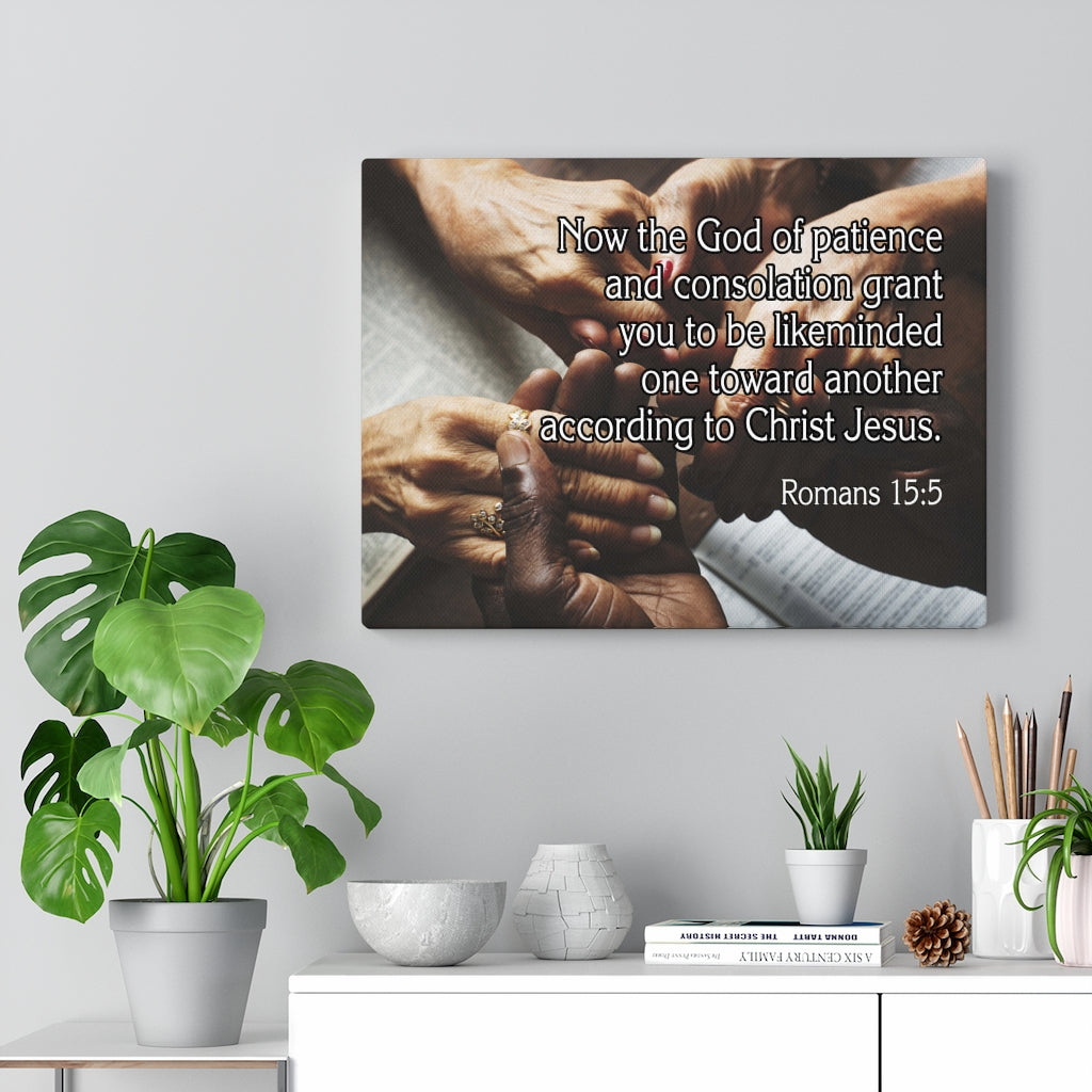 Scripture Walls According to Christ Jesus Romans 15:5 Bible Verse Canvas Christian Wall Art Ready to Hang Unframed-Express Your Love Gifts