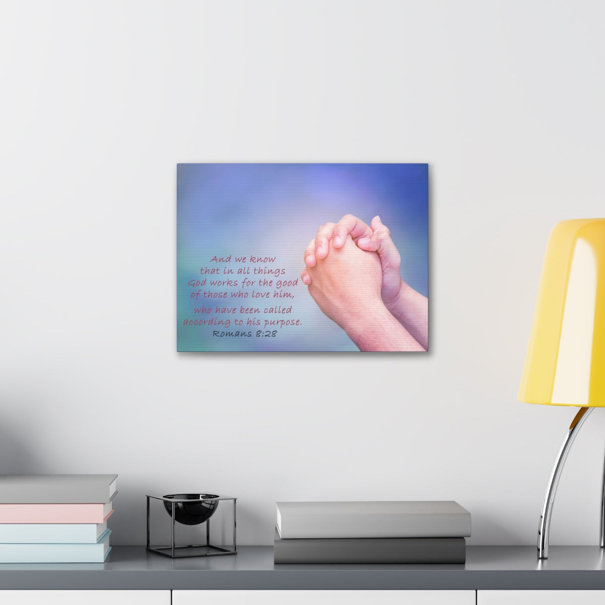 Scripture Walls According To His Purpose Romans 8:28 Bible Verse Canvas Christian Wall Art Bible Verse Print Ready To Hang Unframed-Express Your Love Gifts