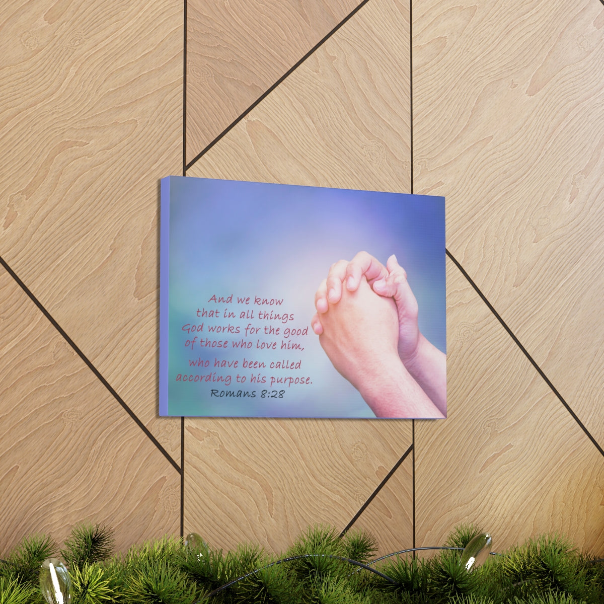 Scripture Walls According To His Purpose Romans 8:28 Bible Verse Canvas Christian Wall Art Bible Verse Print Ready To Hang Unframed-Express Your Love Gifts