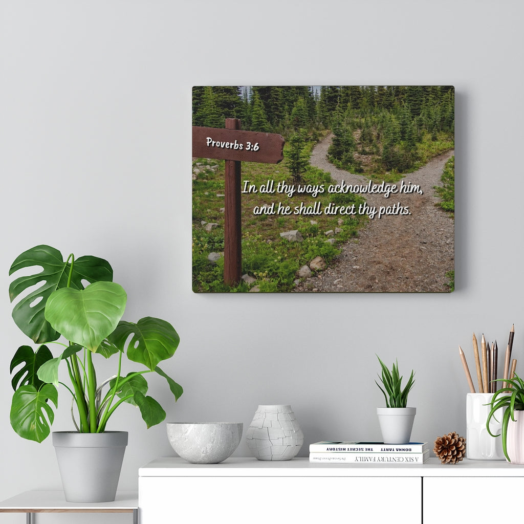 Scripture Walls Acknowledge Him Proverbs 3:6 Bible Verse Canvas Christian Wall Art Ready to Hang Unframed-Express Your Love Gifts