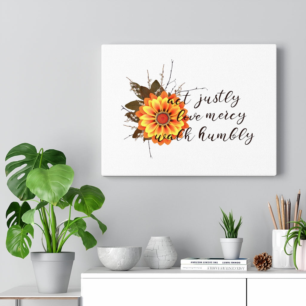 Scripture Walls Act Justly Love Mercy Walk Humbly Bible Verse Canvas Christian Wall Art Ready to Hang Unframed-Express Your Love Gifts