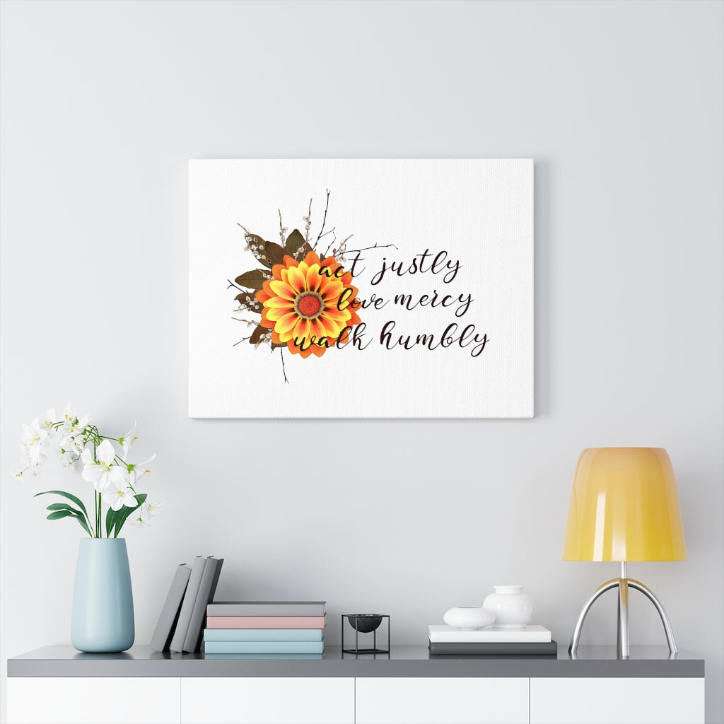 Scripture Walls Act Justly Love Mercy Walk Humbly Bible Verse Canvas Christian Wall Art Ready to Hang Unframed-Express Your Love Gifts