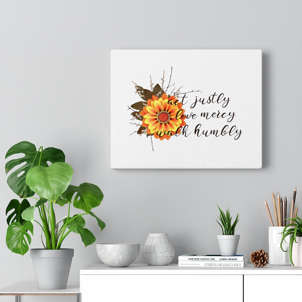 Scripture Walls Act Justly Love Mercy Walk Humbly Bible Verse Canvas Christian Wall Art Ready to Hang Unframed-Express Your Love Gifts
