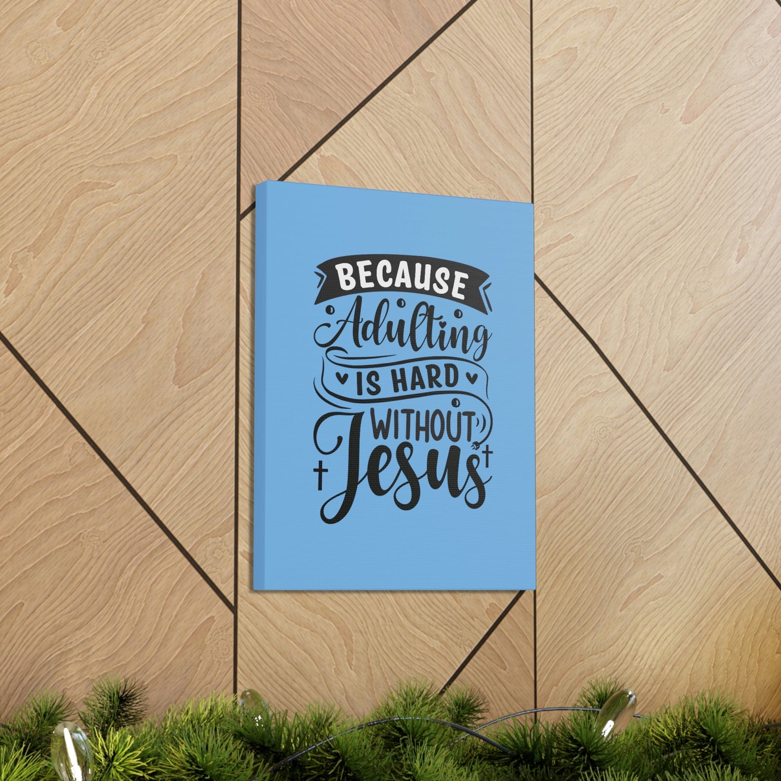 Scripture Walls Adulting Is Hard Without Jesus Romans 3:23 Blue Christian Wall Art Bible Verse Print Ready to Hang Unframed-Express Your Love Gifts