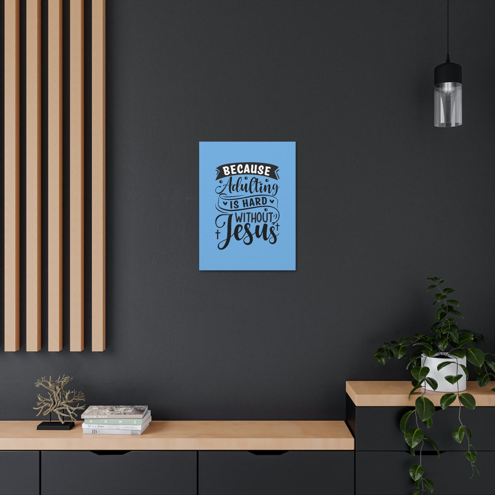 Scripture Walls Adulting Is Hard Without Jesus Romans 3:23 Blue Christian Wall Art Bible Verse Print Ready to Hang Unframed-Express Your Love Gifts