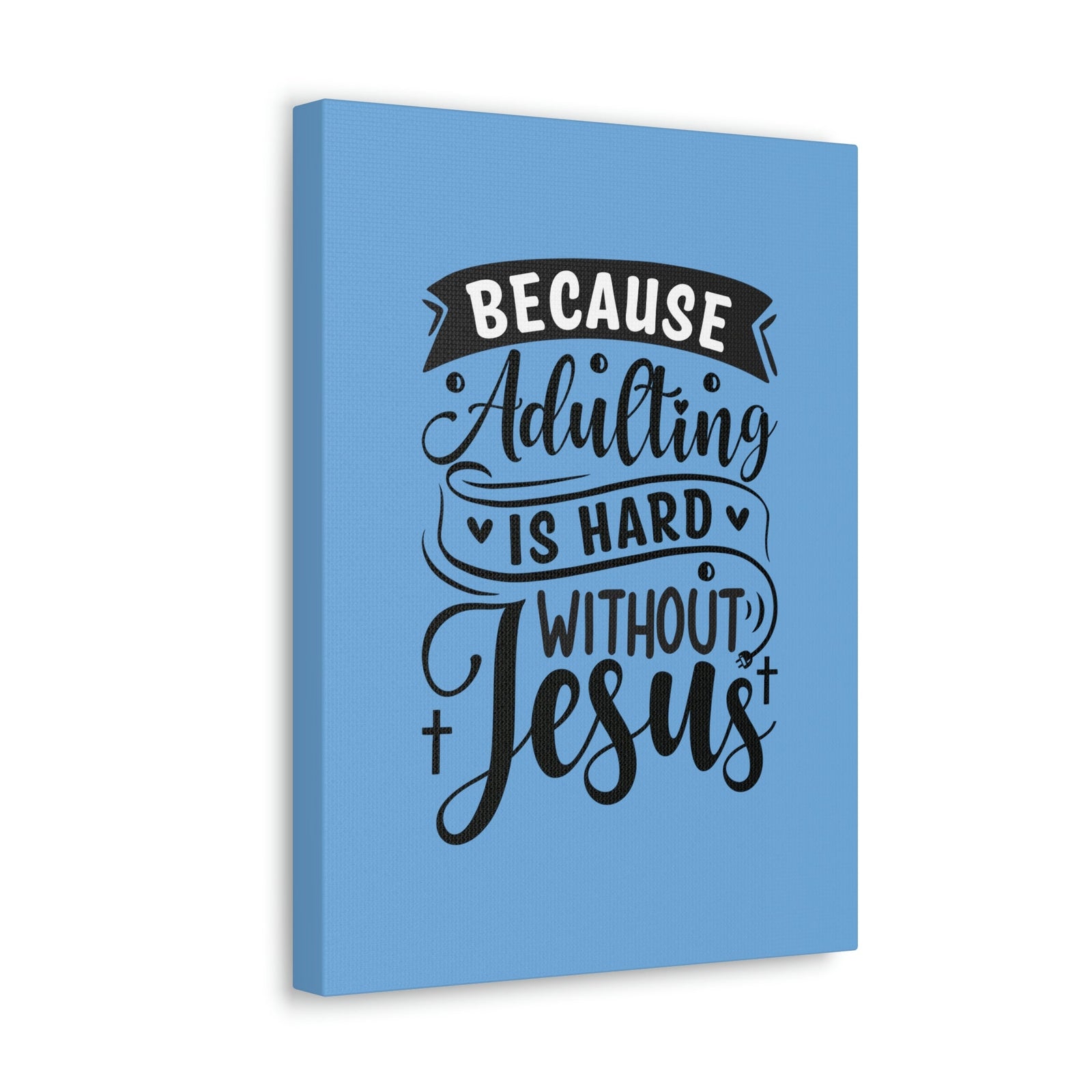 Scripture Walls Adulting Is Hard Without Jesus Romans 3:23 Blue Christian Wall Art Bible Verse Print Ready to Hang Unframed-Express Your Love Gifts