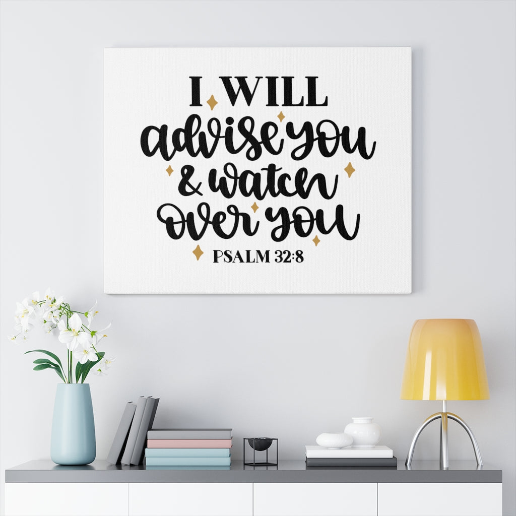 Scripture Walls Advise Psalm 32:8 Bible Verse Canvas Christian Wall Art Ready to Hang Unframed-Express Your Love Gifts