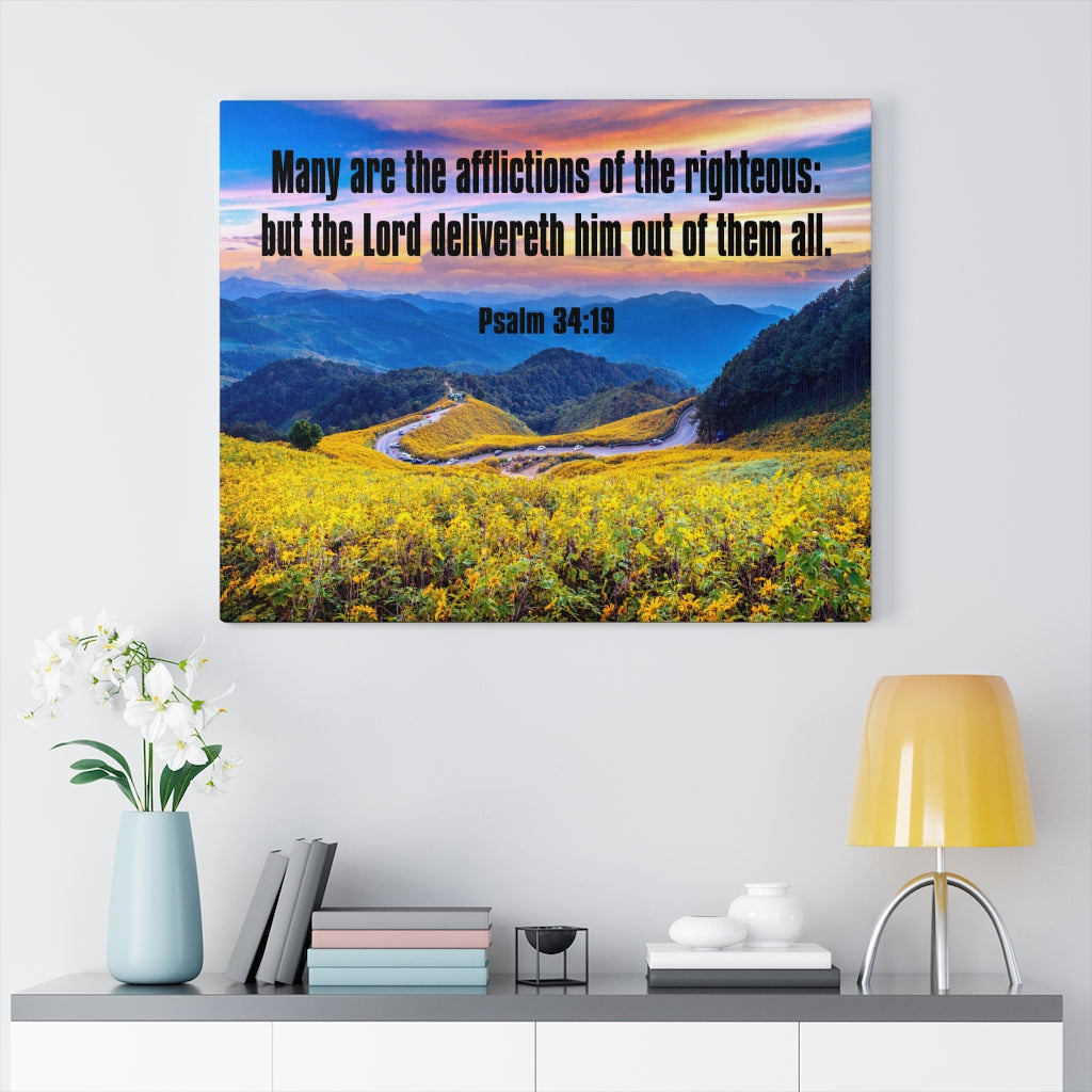 Scripture Walls Afflictions of the Righteous Psalm 34:19 Bible Verse Canvas Christian Wall Art Ready to Hang Unframed-Express Your Love Gifts