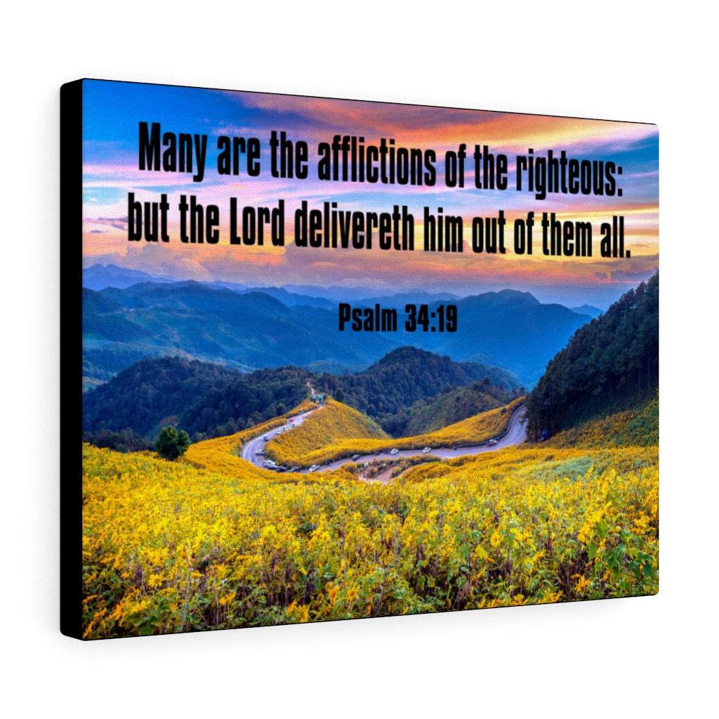 Scripture Walls Afflictions of the Righteous Psalm 34:19 Bible Verse Canvas Christian Wall Art Ready to Hang Unframed-Express Your Love Gifts
