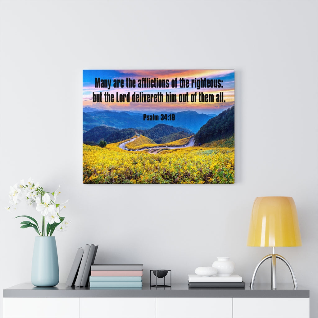 Scripture Walls Afflictions of the Righteous Psalm 34:19 Bible Verse Canvas Christian Wall Art Ready to Hang Unframed-Express Your Love Gifts