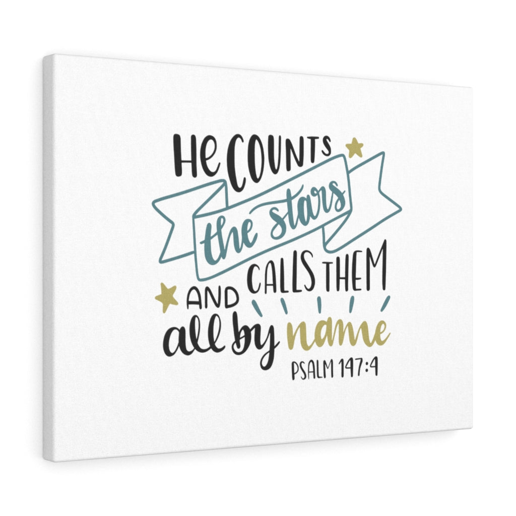 Scripture Walls All By Name Psalm 147:4 Bible Verse Canvas Christian Wall Art Ready to Hang Unframed-Express Your Love Gifts