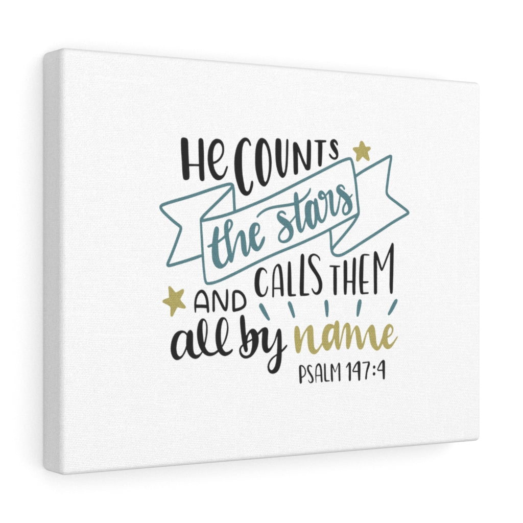 Scripture Walls All By Name Psalm 147:4 Bible Verse Canvas Christian Wall Art Ready to Hang Unframed-Express Your Love Gifts