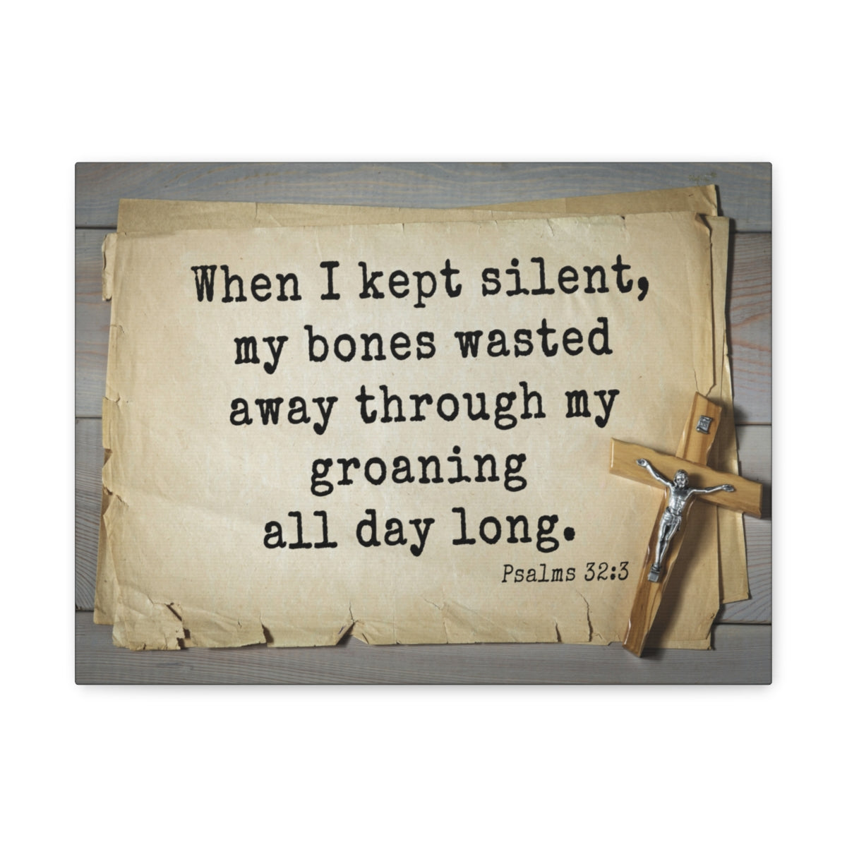 Scripture Walls All Day Long Psalms 32:3 Bible Verse Canvas Christian Wall Art Ready to Hang Unframed-Express Your Love Gifts