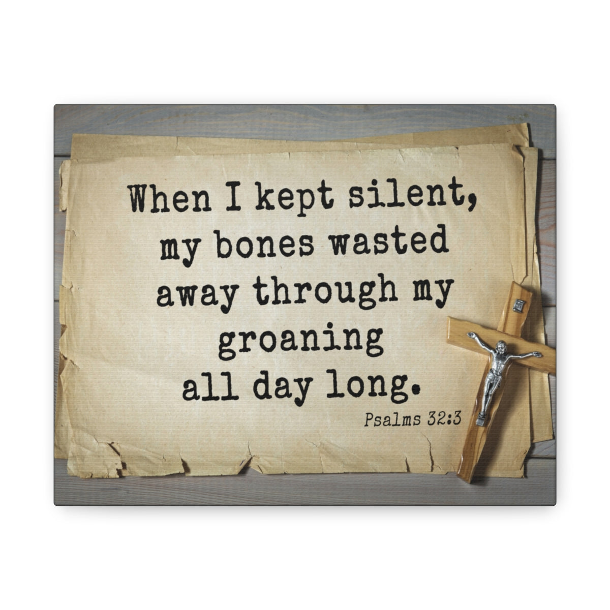 Scripture Walls All Day Long Psalms 32:3 Bible Verse Canvas Christian Wall Art Ready to Hang Unframed-Express Your Love Gifts