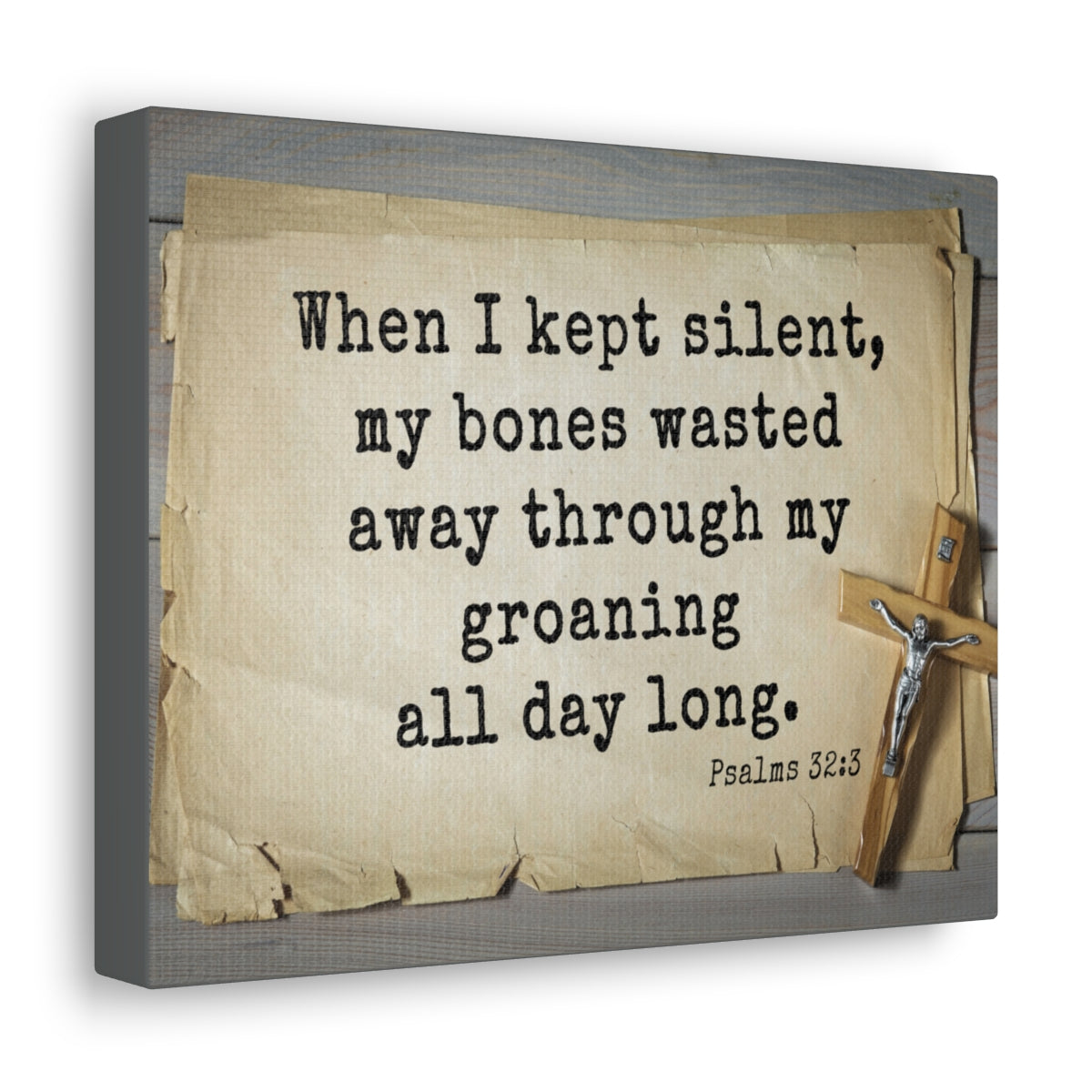 Scripture Walls All Day Long Psalms 32:3 Bible Verse Canvas Christian Wall Art Ready to Hang Unframed-Express Your Love Gifts