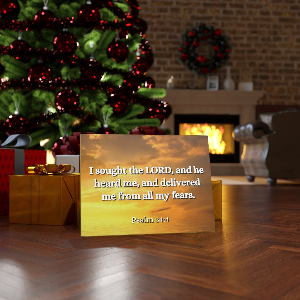 Scripture Walls All My Fears Psalms 34:4 Bible Verse Canvas Christian Wall Art Ready to Hang Unframed-Express Your Love Gifts