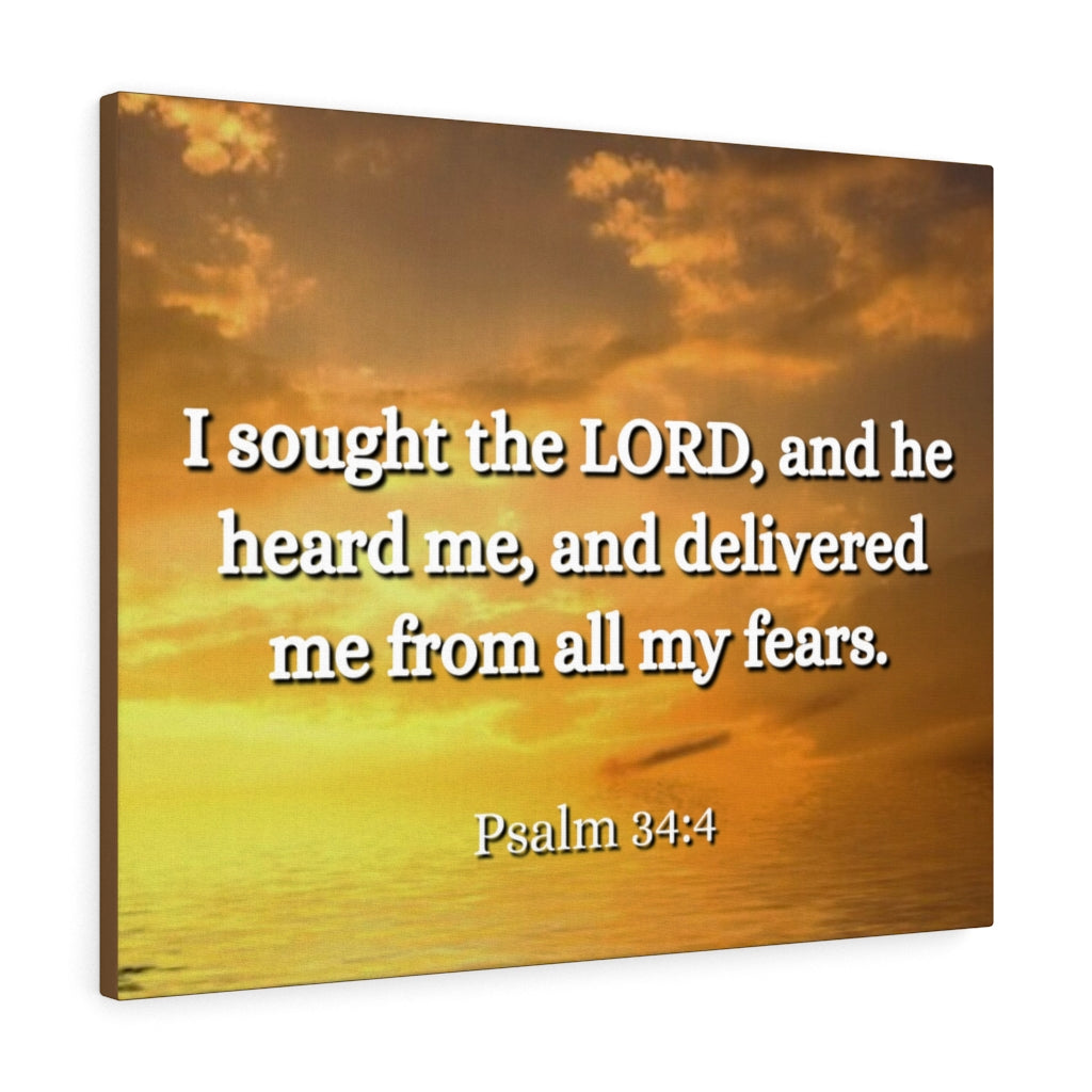 Scripture Walls All My Fears Psalms 34:4 Bible Verse Canvas Christian Wall Art Ready to Hang Unframed-Express Your Love Gifts