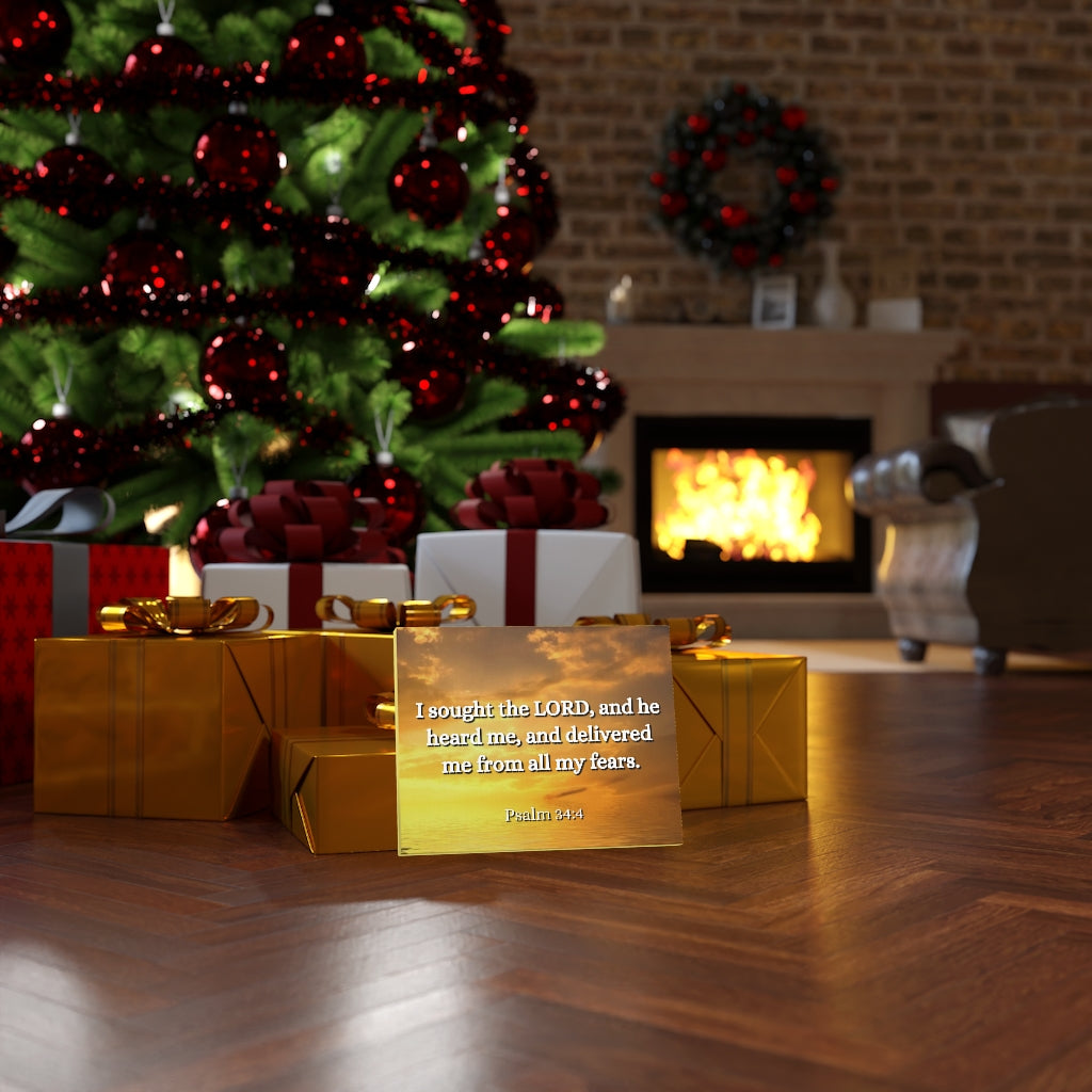 Scripture Walls All My Fears Psalms 34:4 Bible Verse Canvas Christian Wall Art Ready to Hang Unframed-Express Your Love Gifts