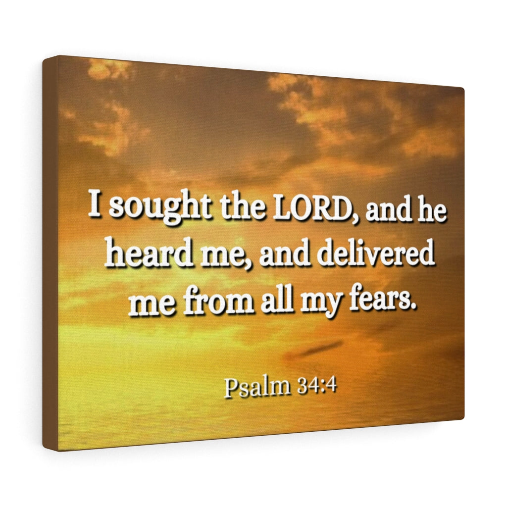 Scripture Walls All My Fears Psalms 34:4 Bible Verse Canvas Christian Wall Art Ready to Hang Unframed-Express Your Love Gifts
