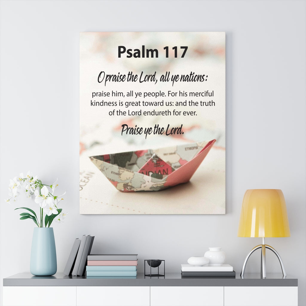 Scripture Walls All Nations Praise Him Psalm 117 Bible Verse Canvas Christian Wall Art Ready to Hang Unframed-Express Your Love Gifts