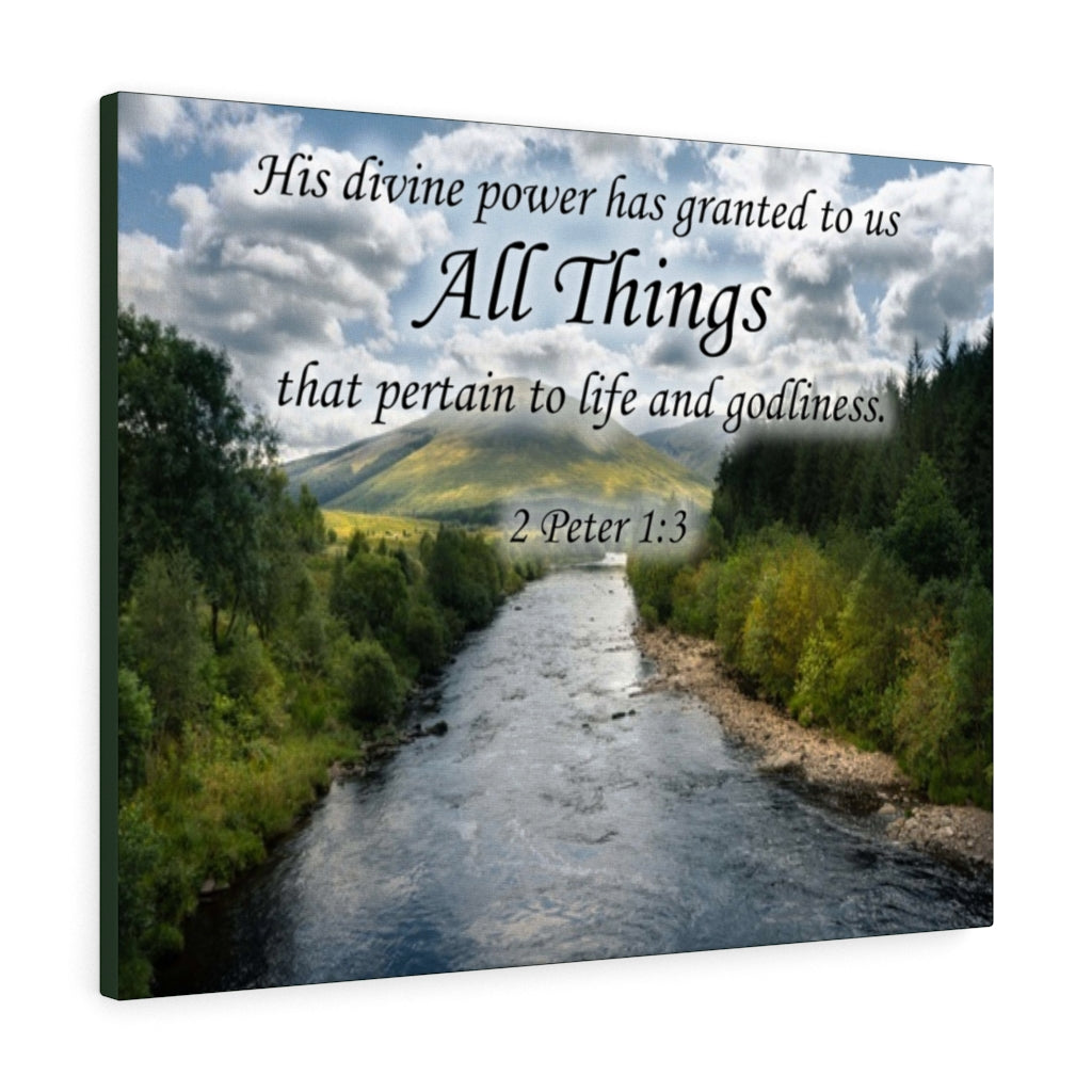 Scripture Walls All Things 2 Peter 1:3 Bible Verse Canvas Christian Wall Art Ready to Hang Unframed-Express Your Love Gifts