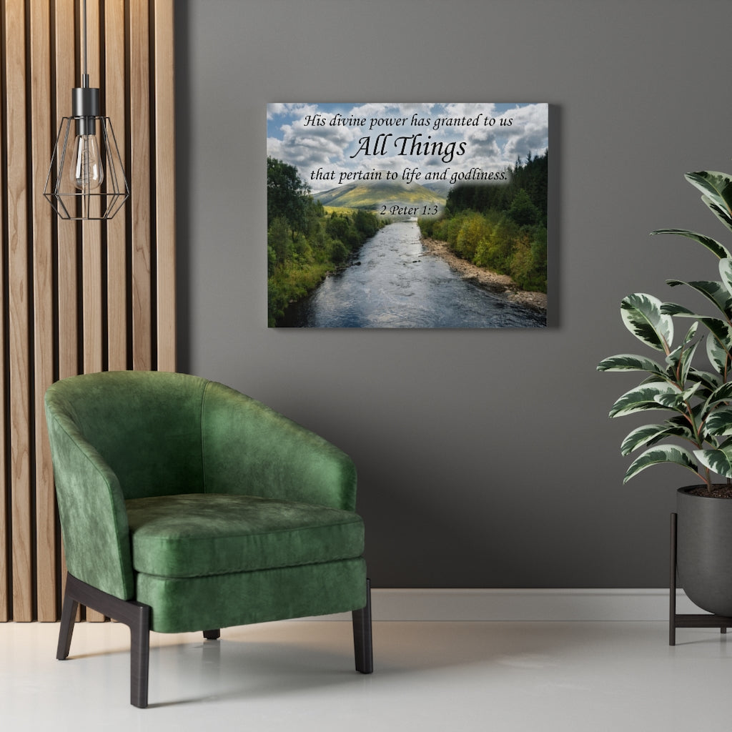 Scripture Walls All Things 2 Peter 1:3 Bible Verse Canvas Christian Wall Art Ready to Hang Unframed-Express Your Love Gifts