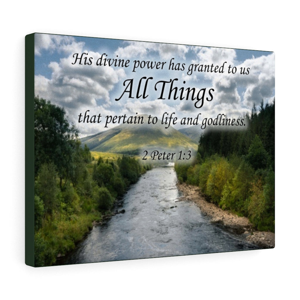 Scripture Walls All Things 2 Peter 1:3 Bible Verse Canvas Christian Wall Art Ready to Hang Unframed-Express Your Love Gifts