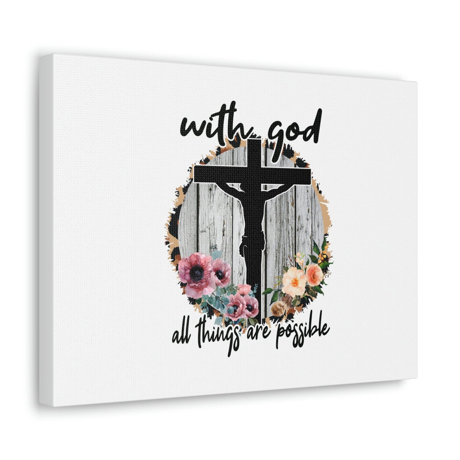 Scripture Walls All Things Are Possible Mark 10:27 Flower Cross Christian Wall Art Bible Verse Print Ready to Hang Unframed-Express Your Love Gifts
