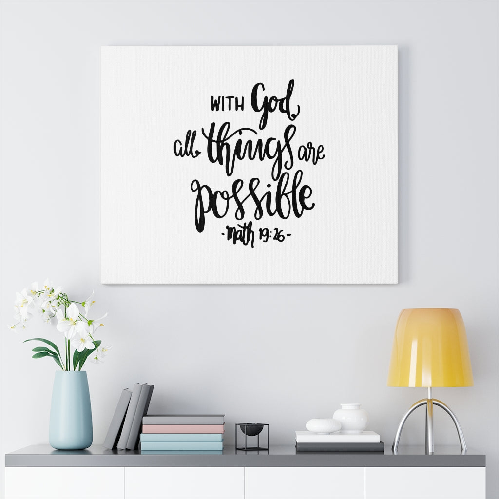 Scripture Walls All Things Are Possible Math 19:26 Bible Verse Canvas Christian Wall Art Ready to Hang Unframed-Express Your Love Gifts