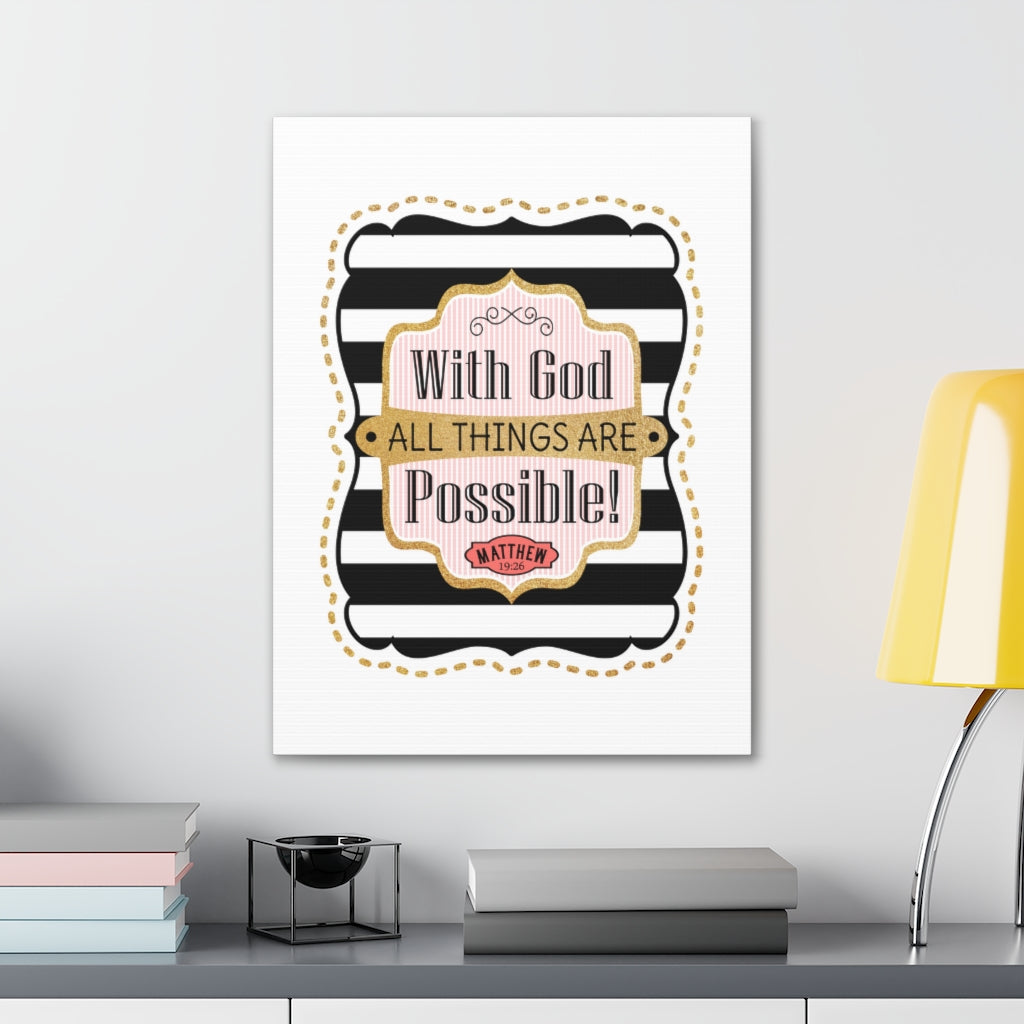 Scripture Walls All Things Are Possible Matthew 19:26 Bible Verse Canvas Christian Wall Art Ready to Hang Unframed-Express Your Love Gifts